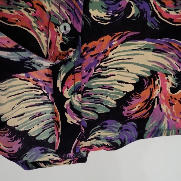 NWOT True Religion Angels Wings Print 100% Silk Button Down Shirt - Picture 6 of 13